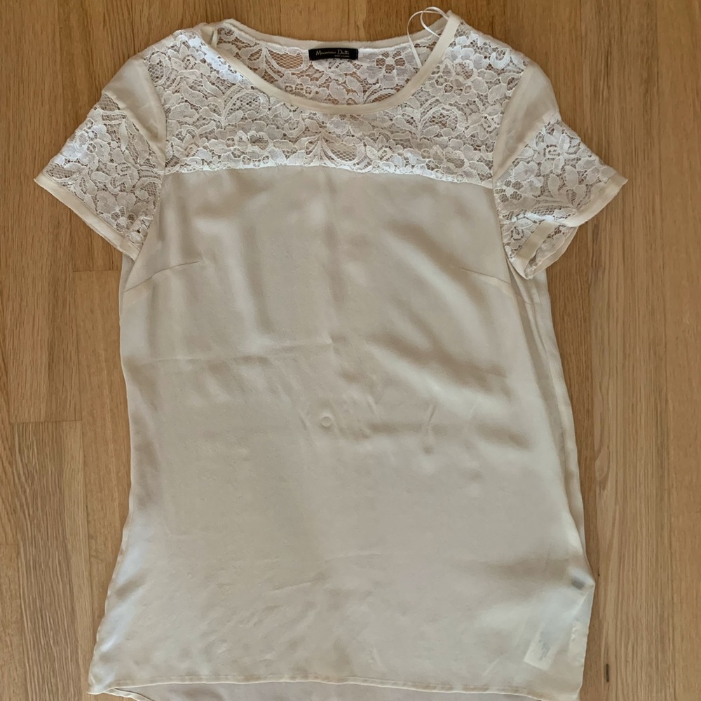 Massimo Dutti lace floral top (cream)